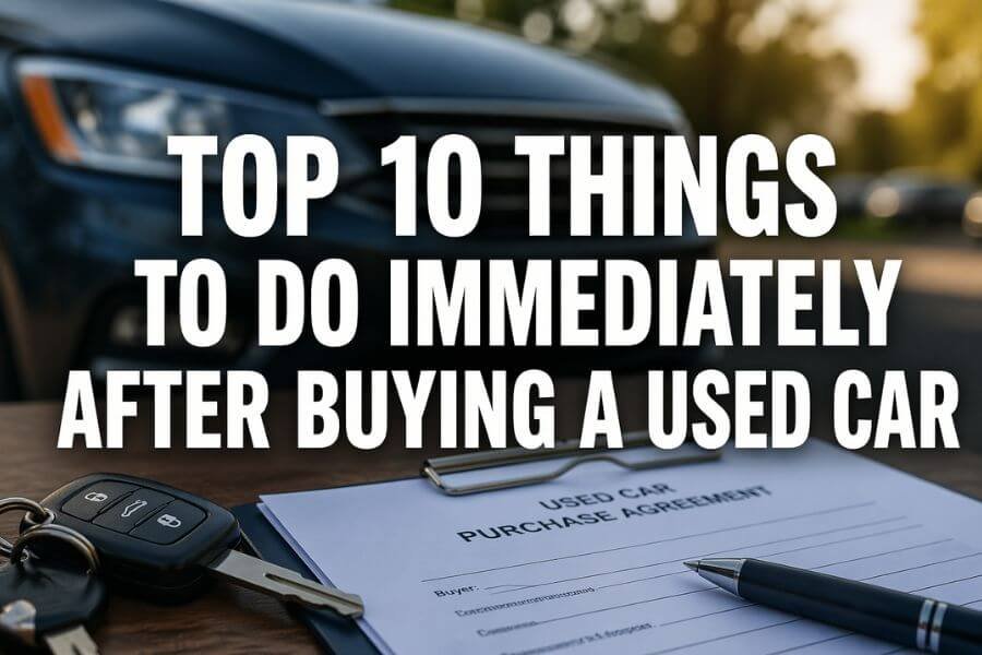 Read more about the article Top 10 Things to Do Immediately After Buying a Used Car